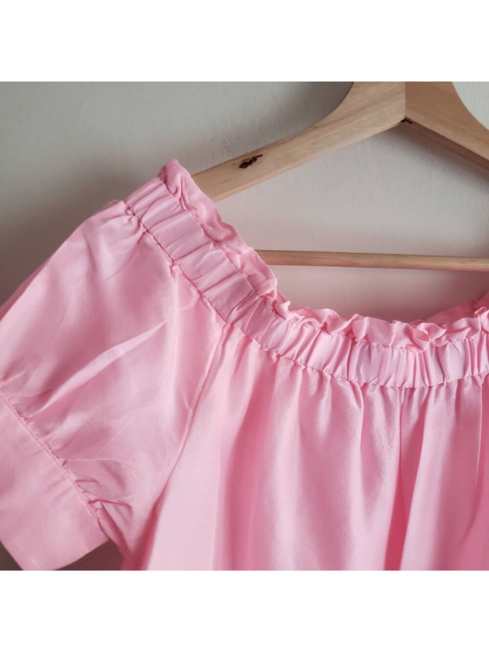 J Crew Pink Silk Blouse 8 Off-Shoulder Top w Bow Tied Sleeves - Picture 5 of 12